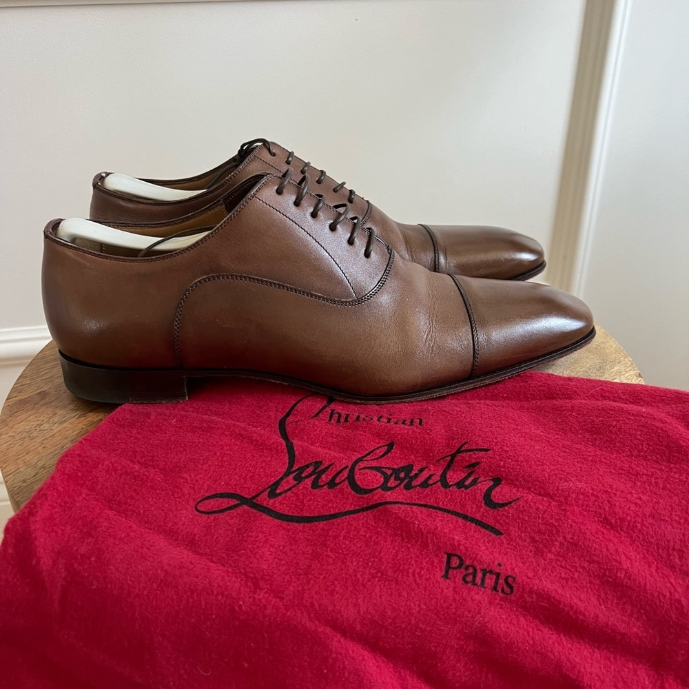 Christian Louboutin Brown Leather Oxford Dress Shoes